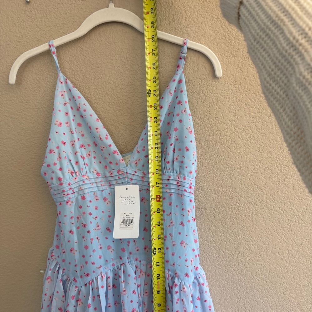 American Threads Light Blue‎ Pink Ditsy Floral V-Neck Skort Romper Small NWT - Picture 7 of 12